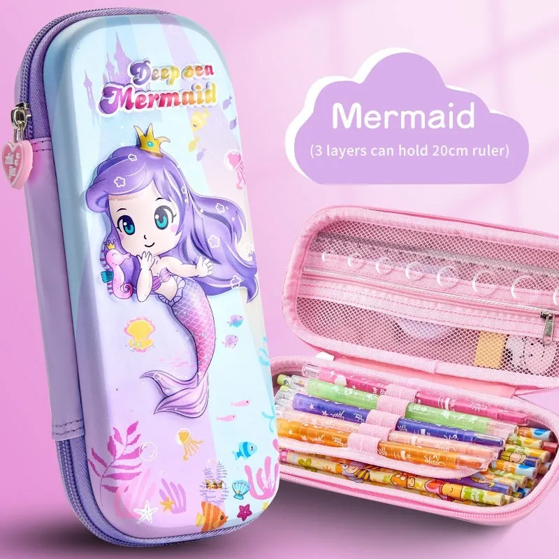 3D leather pencil case with embossed character design showing detailed astronaut or fantasy creature artwork