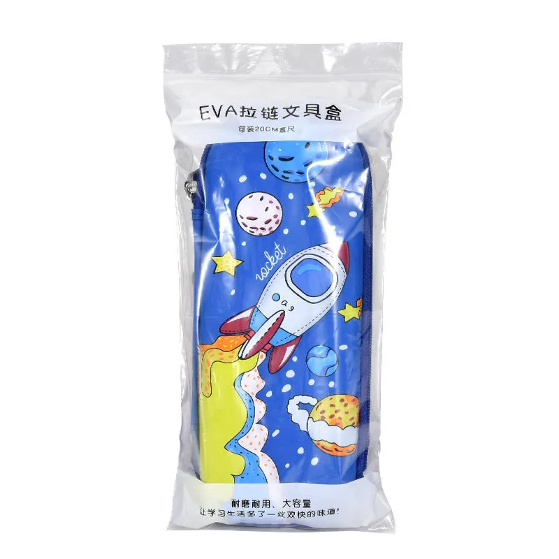3D leather pencil case with embossed character design showing detailed astronaut or fantasy creature artwork