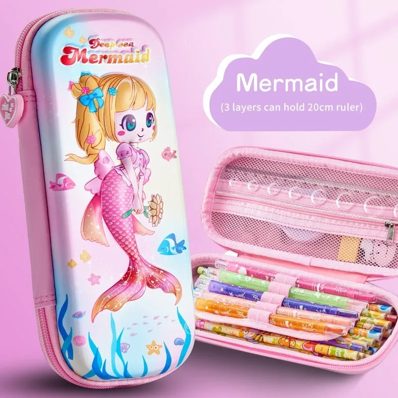 3D leather pencil case with embossed character design showing detailed astronaut or fantasy creature artwork