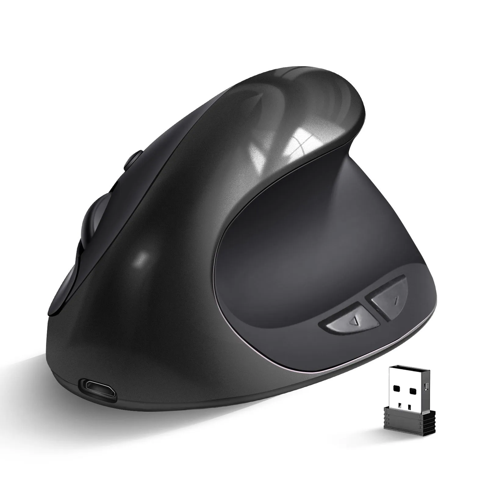 Vertical ergonomic computer mouse in multiple colours including rechargeable purple with wireless charging