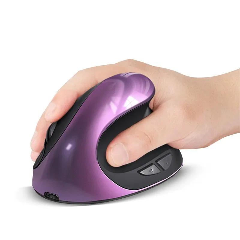 Vertical ergonomic computer mouse in multiple colours including rechargeable purple with wireless charging