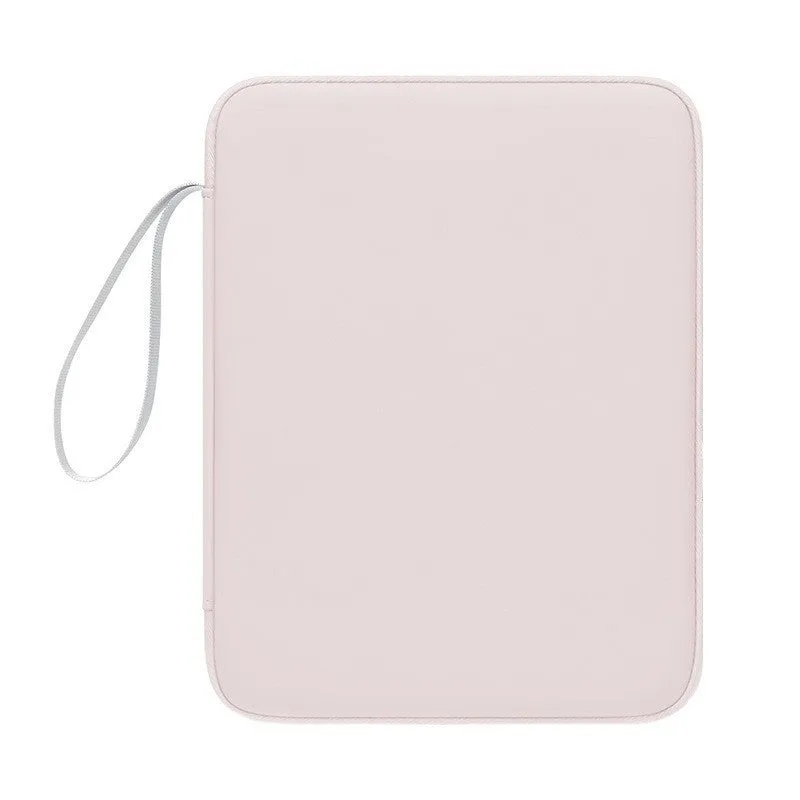 Imitation leather portable tablet protective case with handle in light grey colour