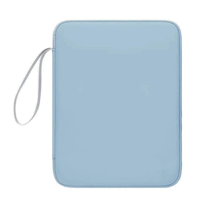 Imitation leather portable tablet protective case with handle in light grey colour
