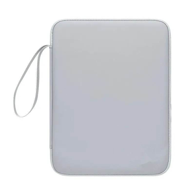 Imitation leather portable tablet protective case with handle in light grey colour