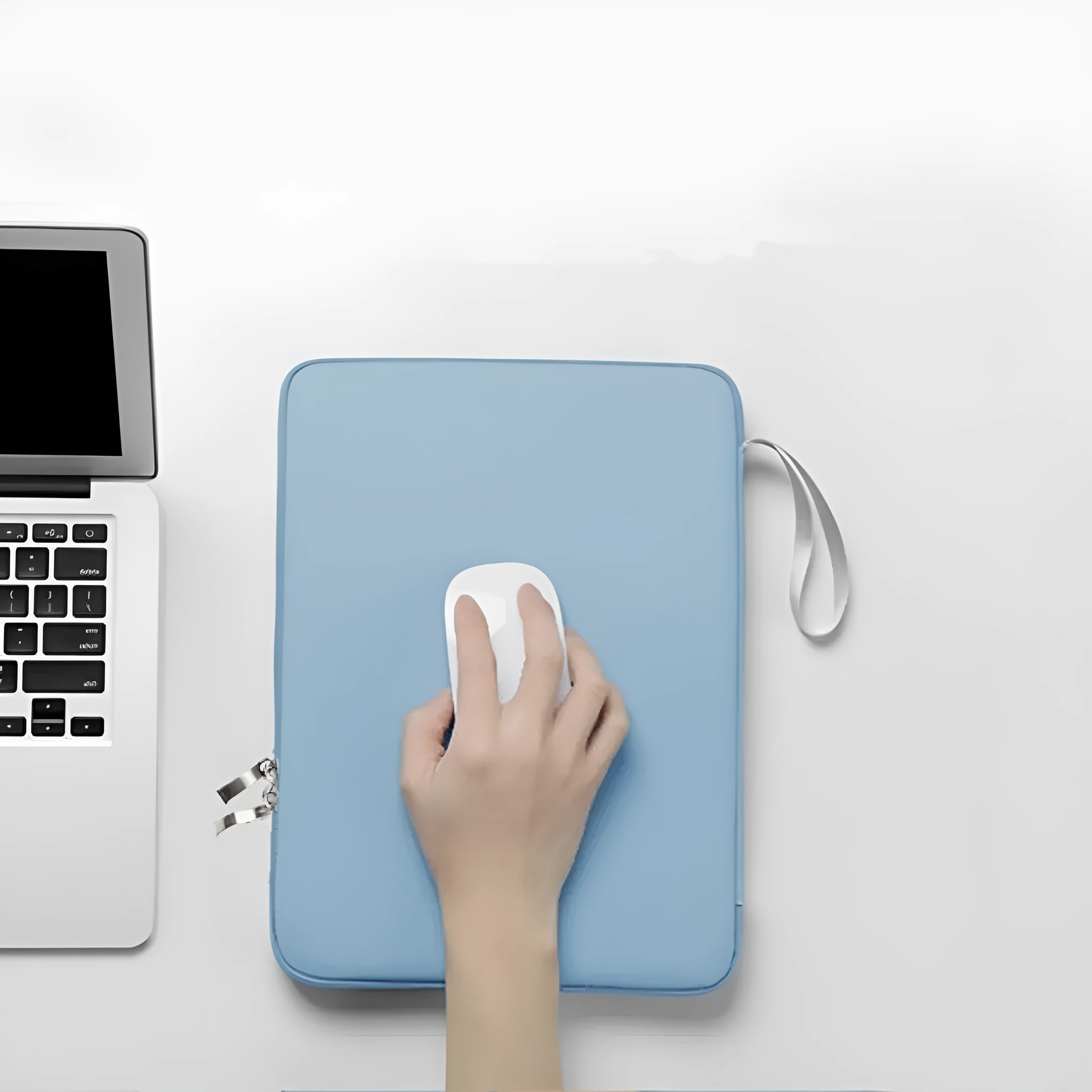 Imitation leather portable tablet protective case with handle in light grey colour