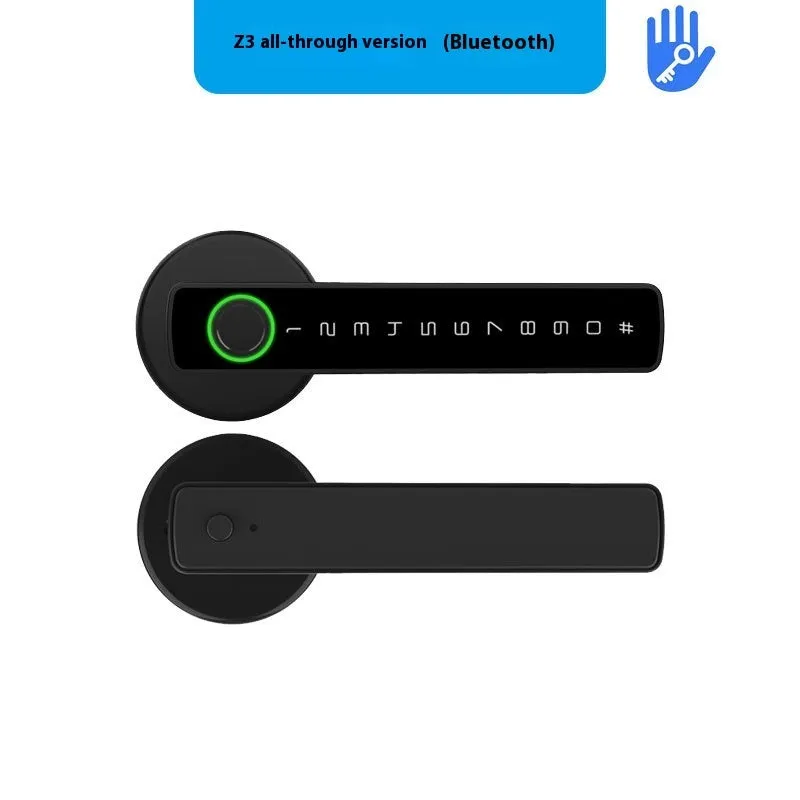 Single handle indoor wooden door smart lock with fingerprint sensor and keypad