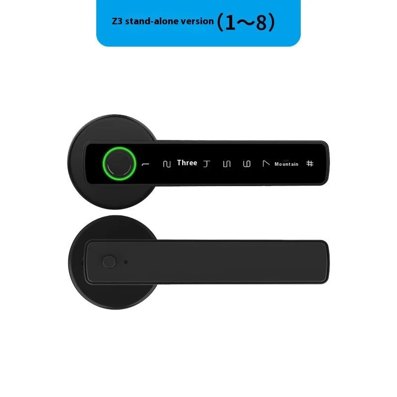 Single handle indoor wooden door smart lock with fingerprint sensor and keypad