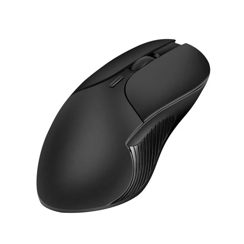 Blue rechargeable wireless voice translation mouse with voice control button.