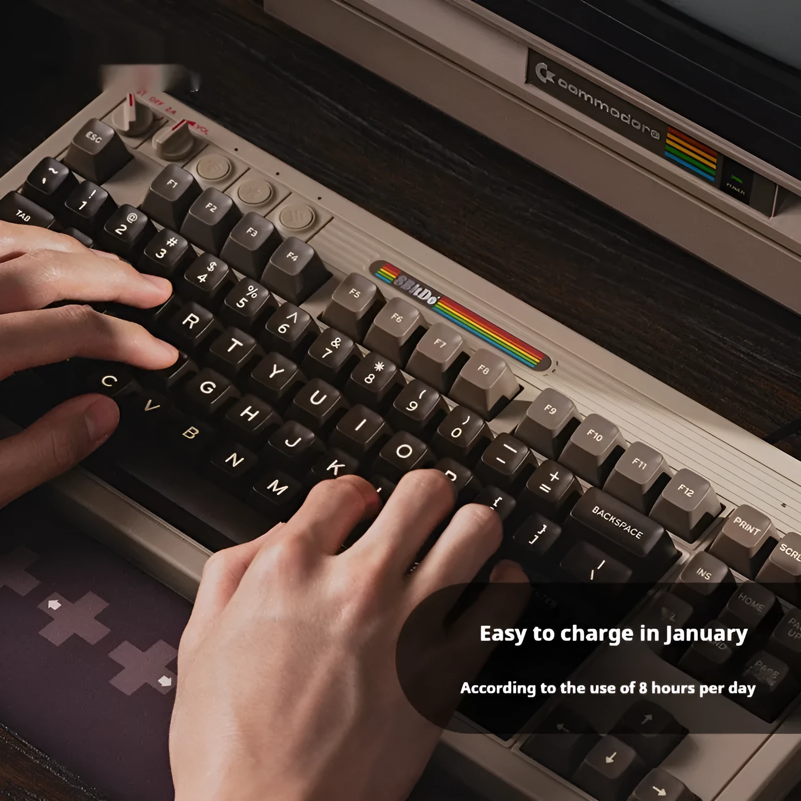 Retro 87-key mechanical gaming keyboard with Bluetooth wireless connection