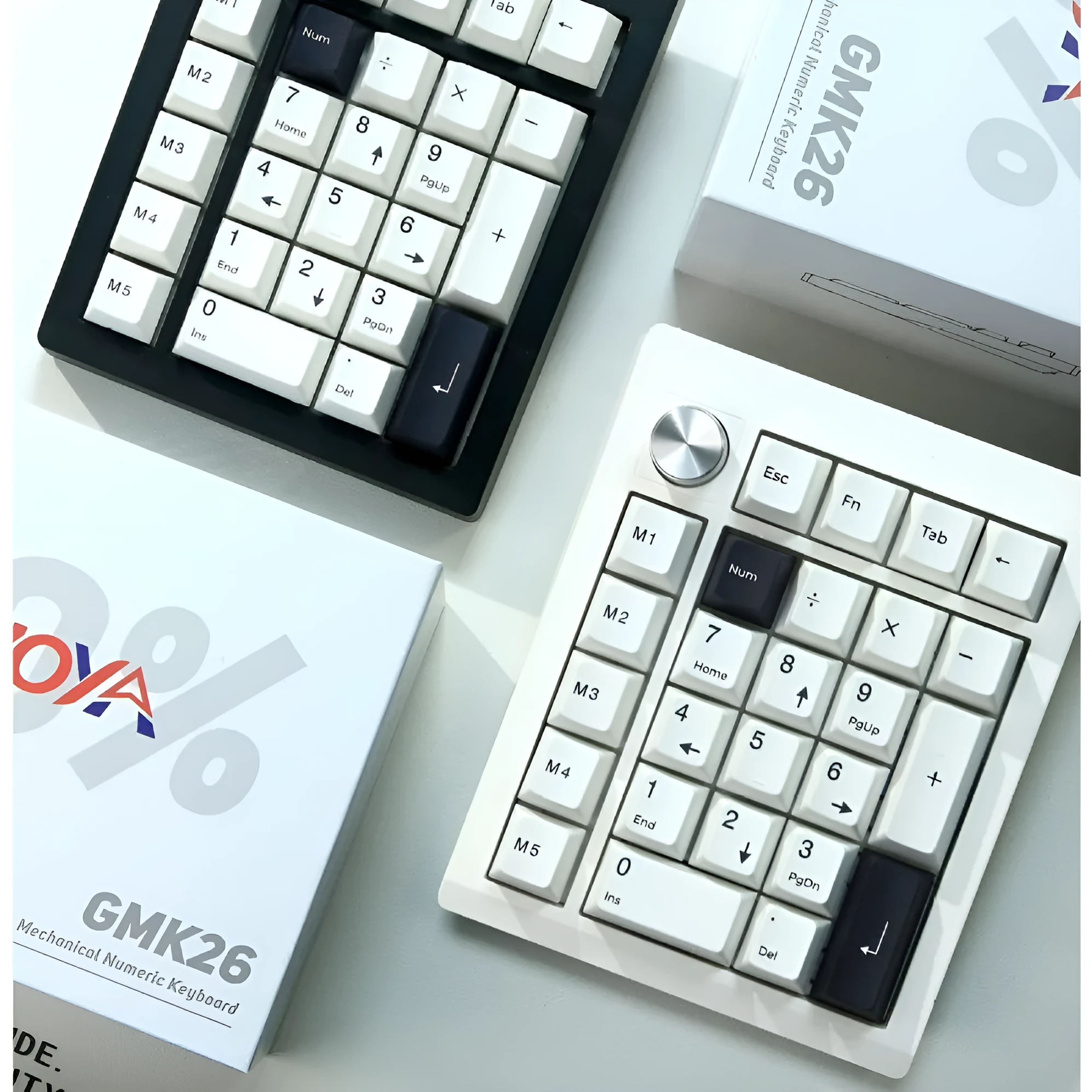 Wireless mechanical numeric keyboard with Bluetooth connectivity in black and white colour options