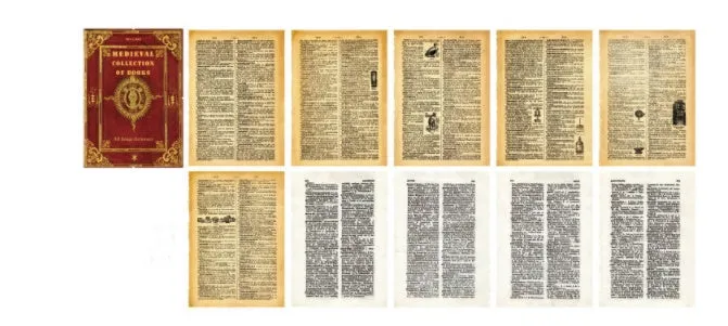Middle Ancient Book Collection vintage notebook with distressed paper pages, 130mm by 184mm