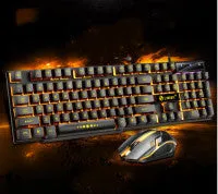 Limei GTX300 white and black backlit gaming keyboard and mouse set on a desktop