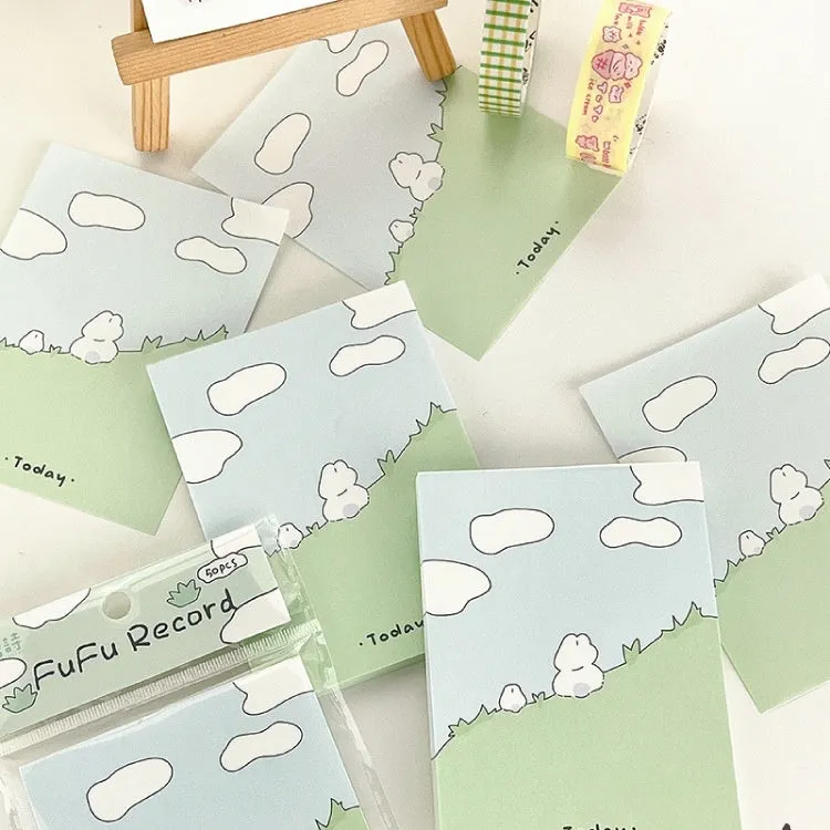 Cartoon heart-shaped sticky notes set showing six themed designs in three different sizes