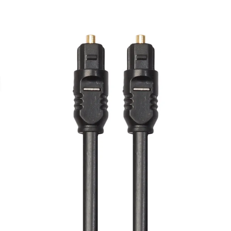 Black Toslink digital optical audio cable with square connectors, 2 metres long