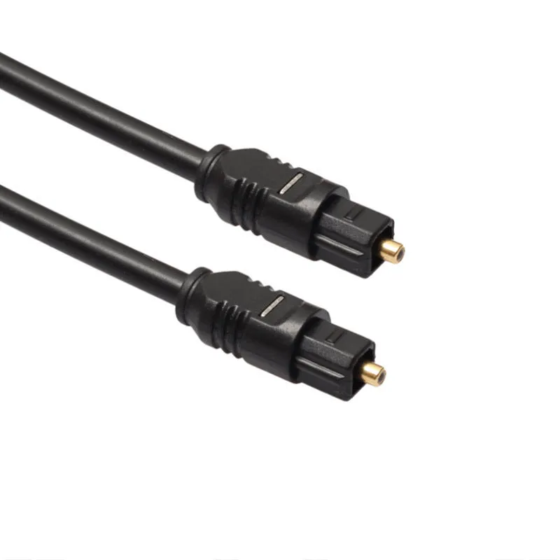 Black Toslink digital optical audio cable with square connectors, 2 metres long
