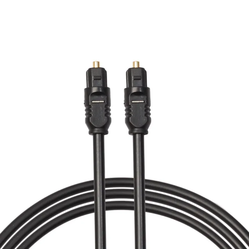 Black Toslink digital optical audio cable with square connectors, 2 metres long