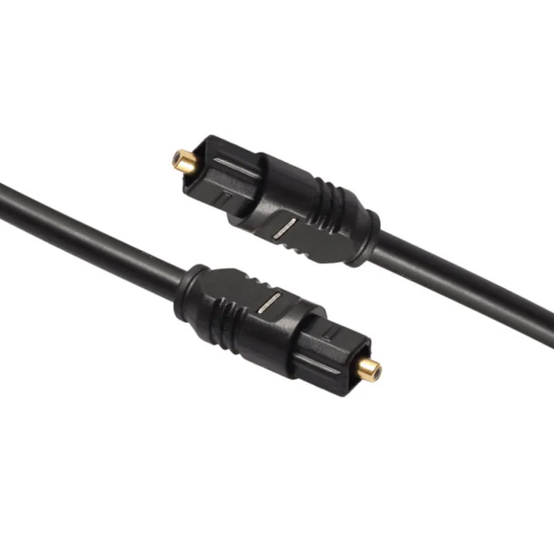 Black Toslink digital optical audio cable with square connectors, 2 metres long