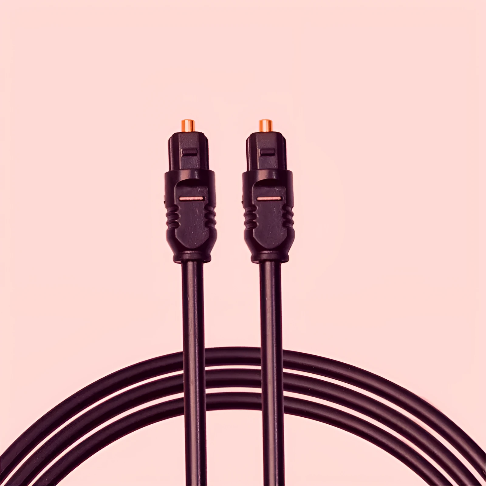 Black Toslink digital optical audio cable with square connectors, 2 metres long