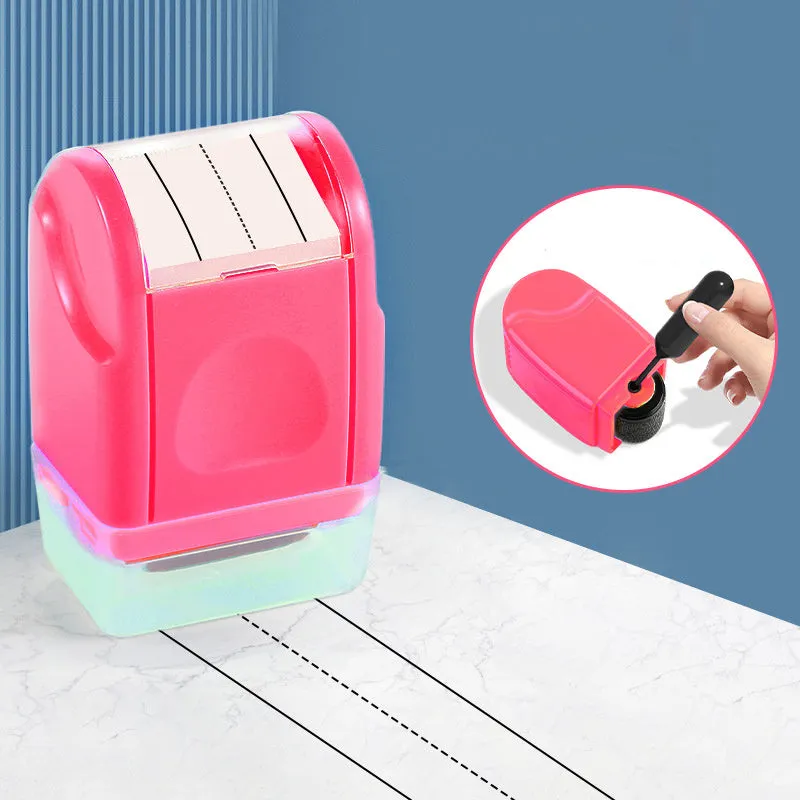 Plastic rectangular roller seal for educational use in seven different colours