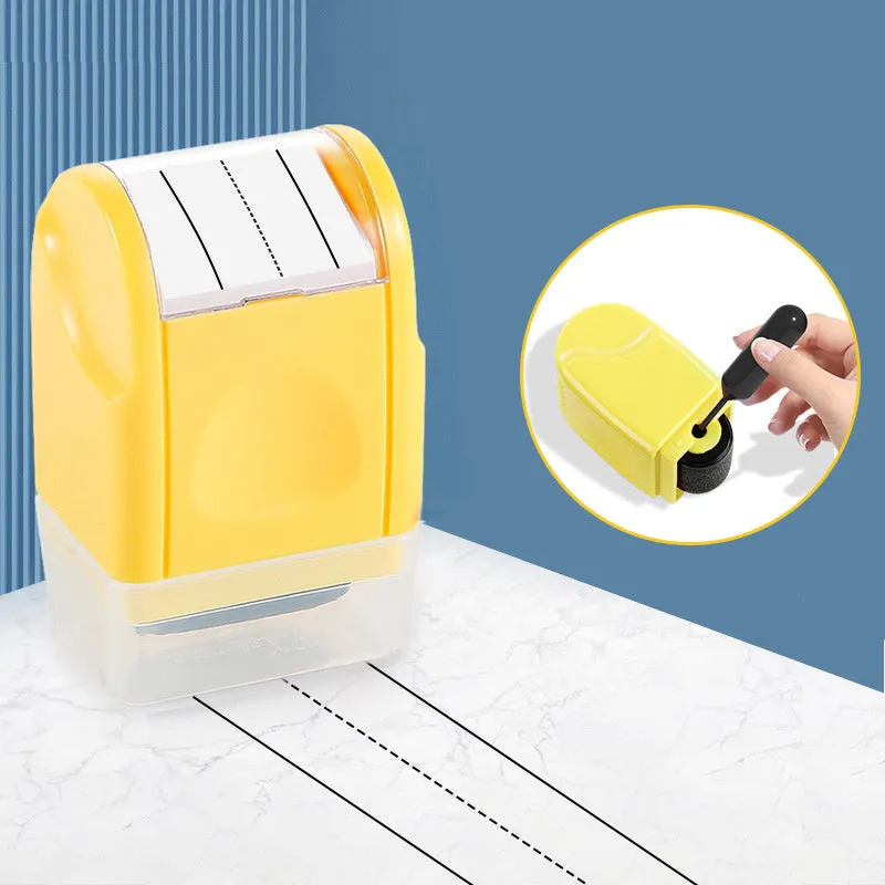 Plastic rectangular roller seal for educational use in seven different colours