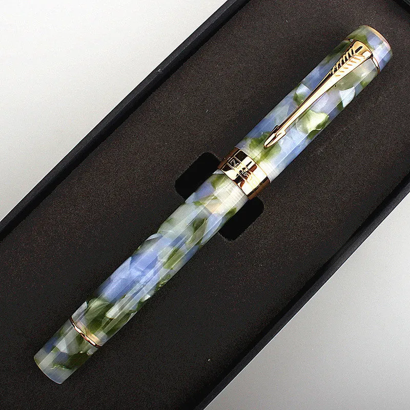 Deep bath green metal ballpoint pen showing three different tip size options