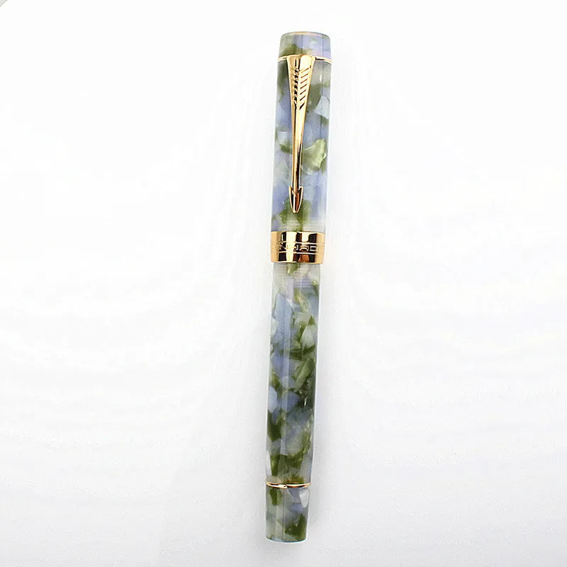 Deep bath green metal ballpoint pen showing three different tip size options
