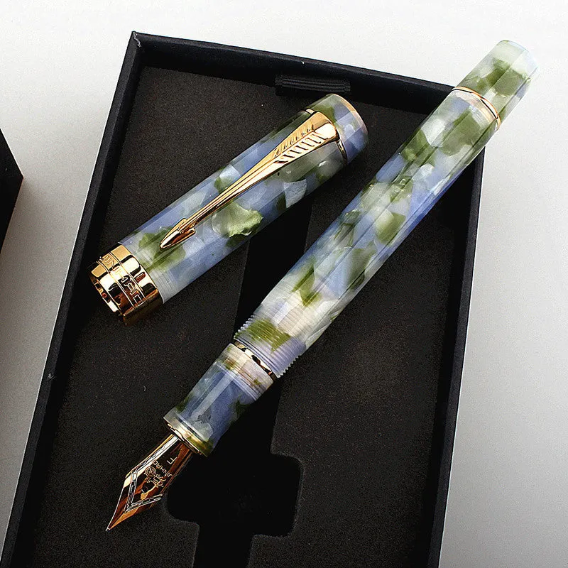 Deep bath green metal ballpoint pen showing three different tip size options