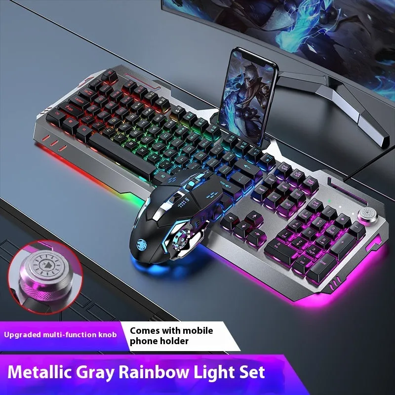 Aluminium alloy mechanical keyboard with backlit keys in gaming dimensions with optional mouse and headset