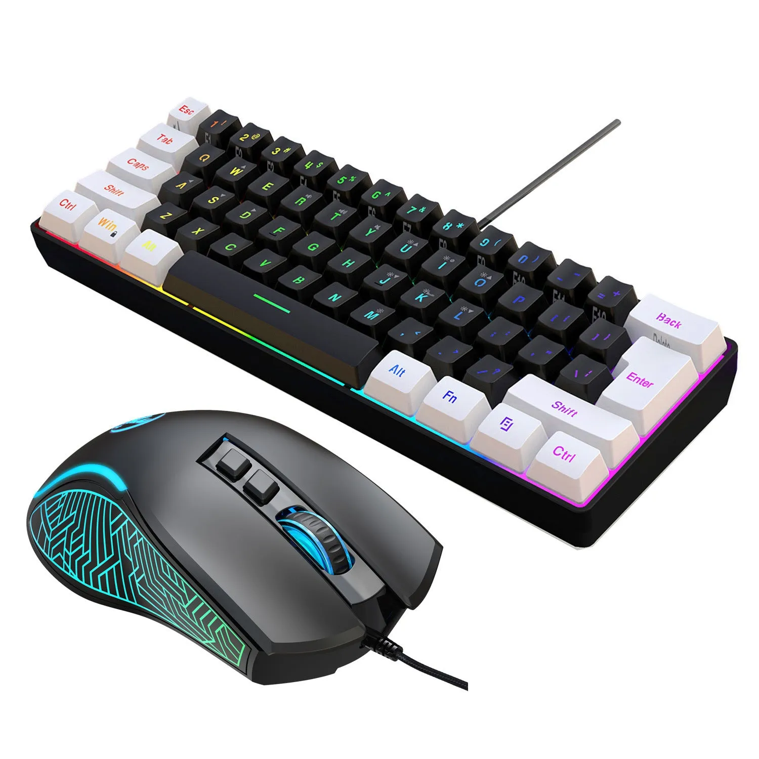 Simple wired 61-key USB membrane keyboard in multiple colour options including white and black