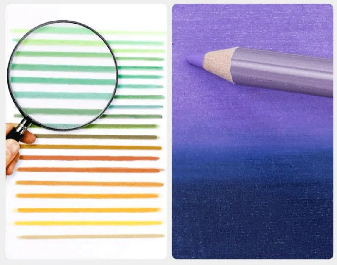 Boxed set of 72 assorted coloured pencils for drawing and art, showing basswood barrels and AP certification.