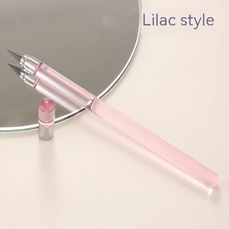 Transparent acrylic eternal pencil with alloy pen head in sharpening-free design