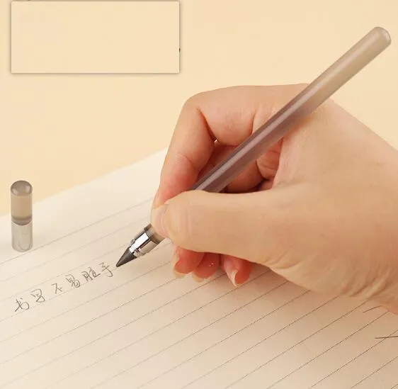 Transparent acrylic eternal pencil with alloy pen head in sharpening-free design