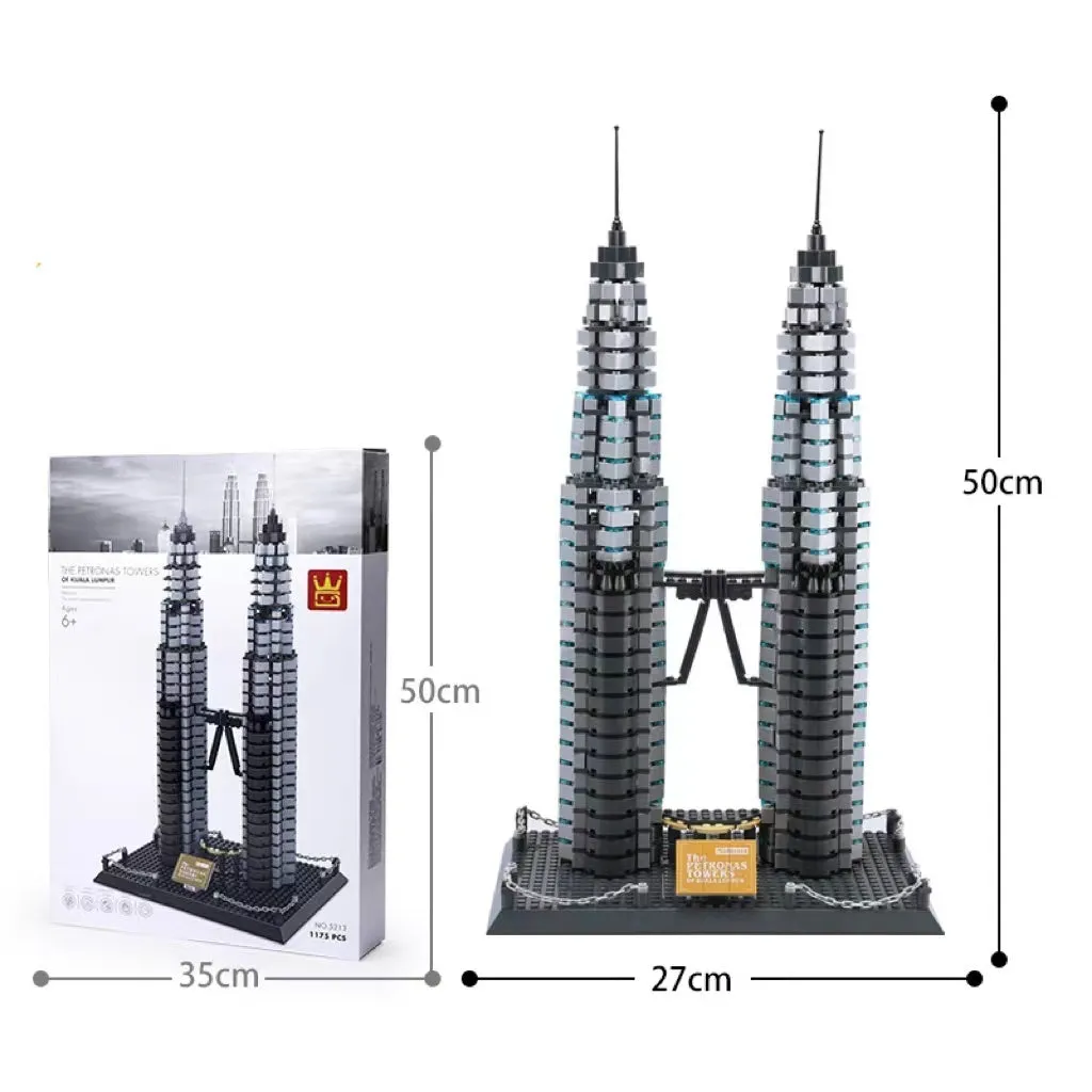 Wange architectural building blocks showing global landmarks including Eiffel Tower, Taj Mahal, and Big Ben