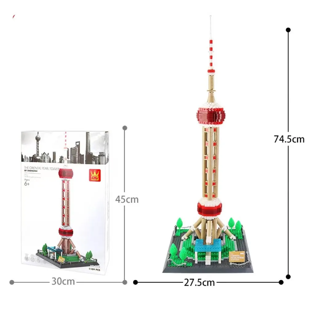 Wange architectural building blocks showing global landmarks including Eiffel Tower, Taj Mahal, and Big Ben