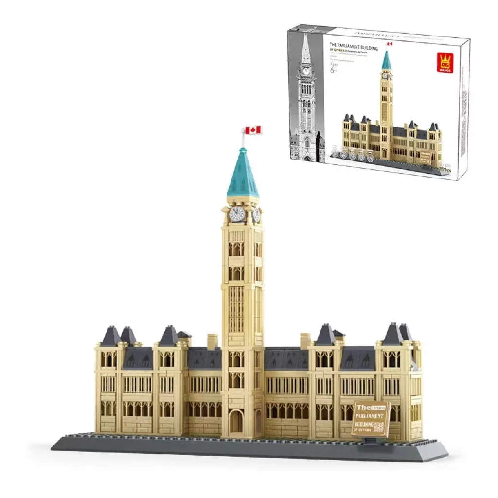 Wange architectural building blocks showing global landmarks including Eiffel Tower, Taj Mahal, and Big Ben