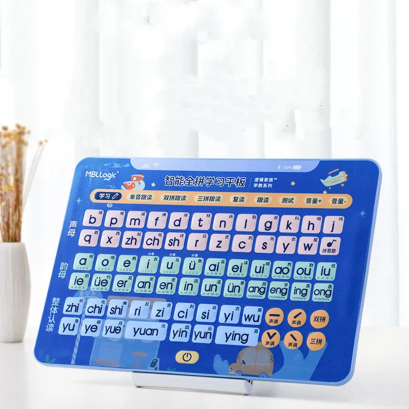 Children's educational audio wall chart for learning Chinese characters and spelling, with tablet and card set.
