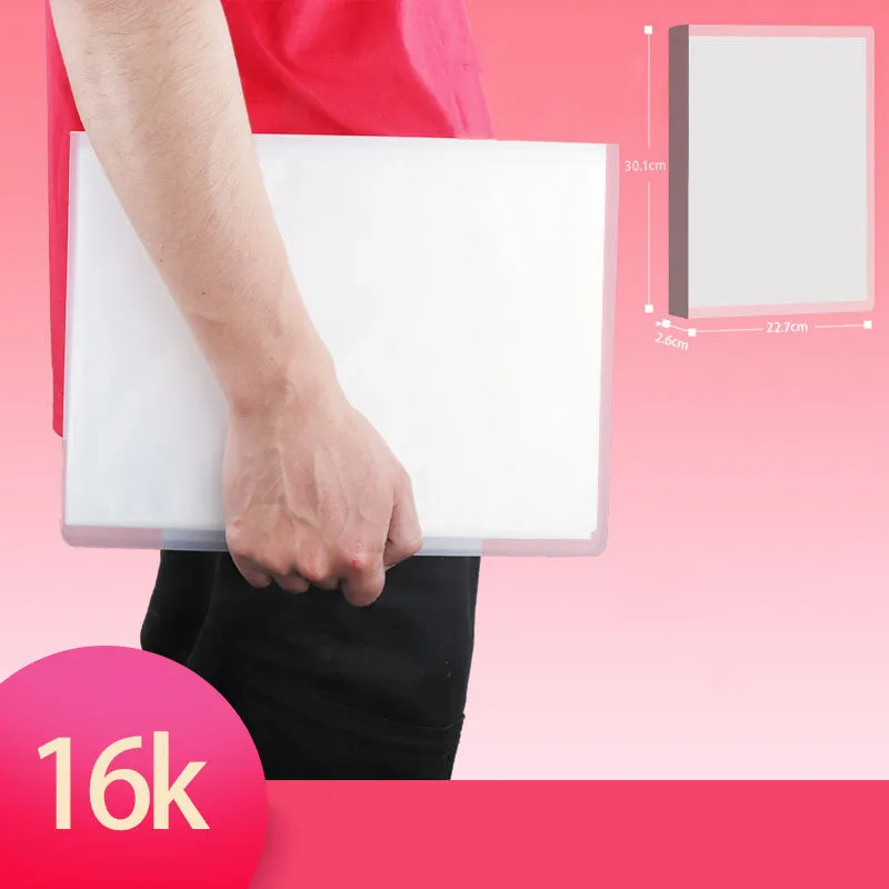 Watercolour illustration storage album binder made from blue PP plastic with rounded corners