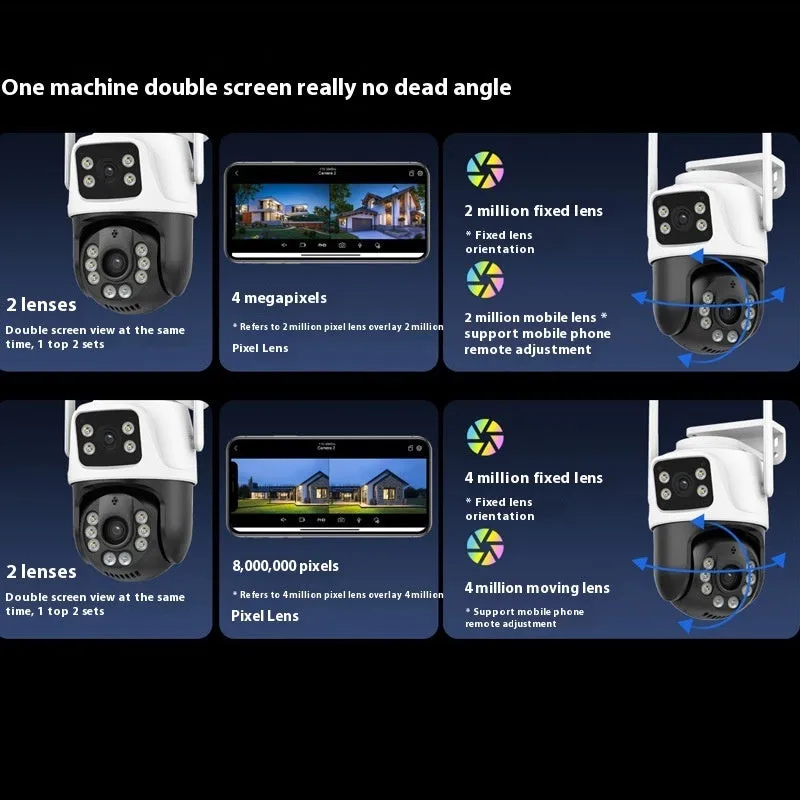 Outdoor home security camera system with wireless dual-screen monitor for remote property surveillance