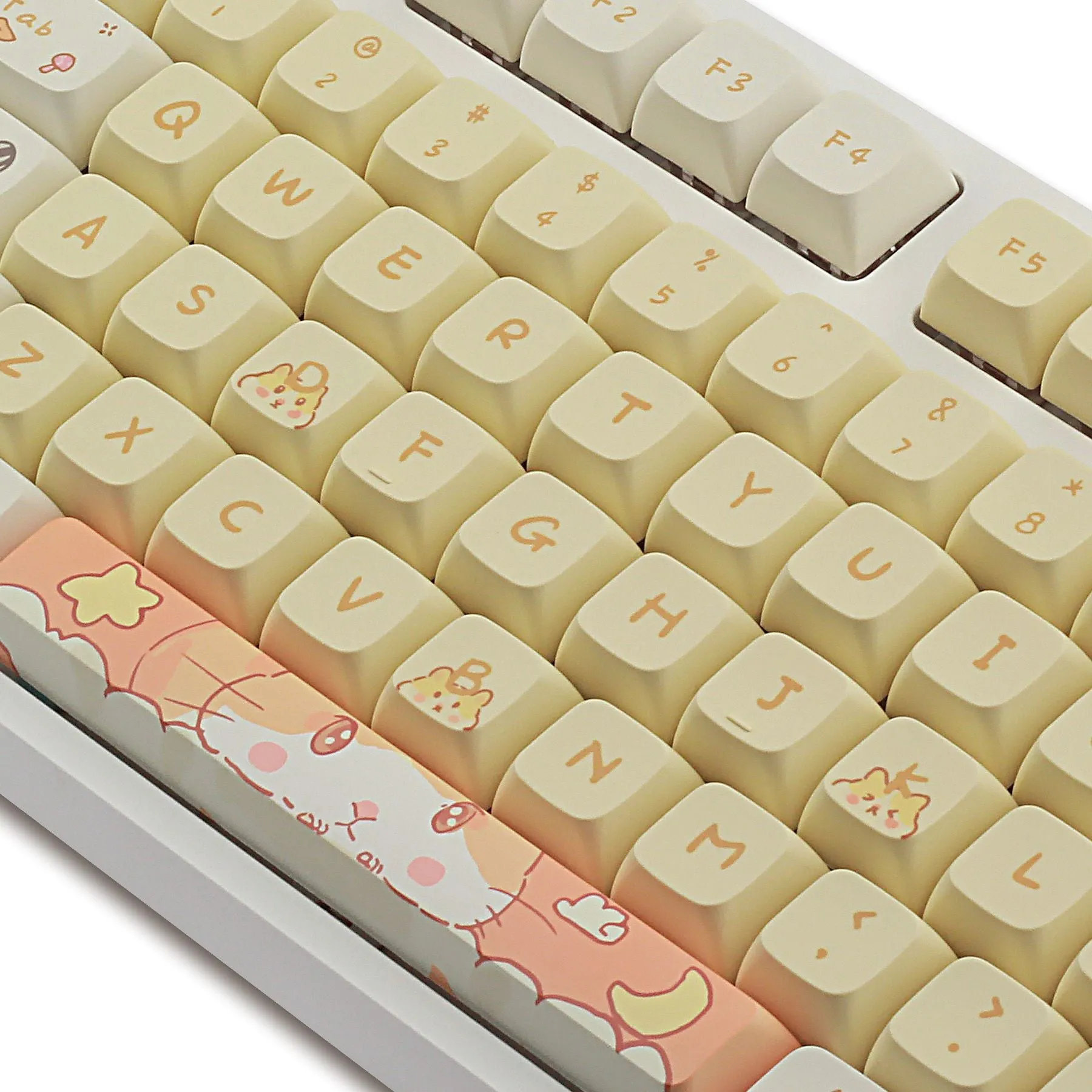 Custard yellow and soft grey XDA profile plastic keycap sets for mechanical keyboards.