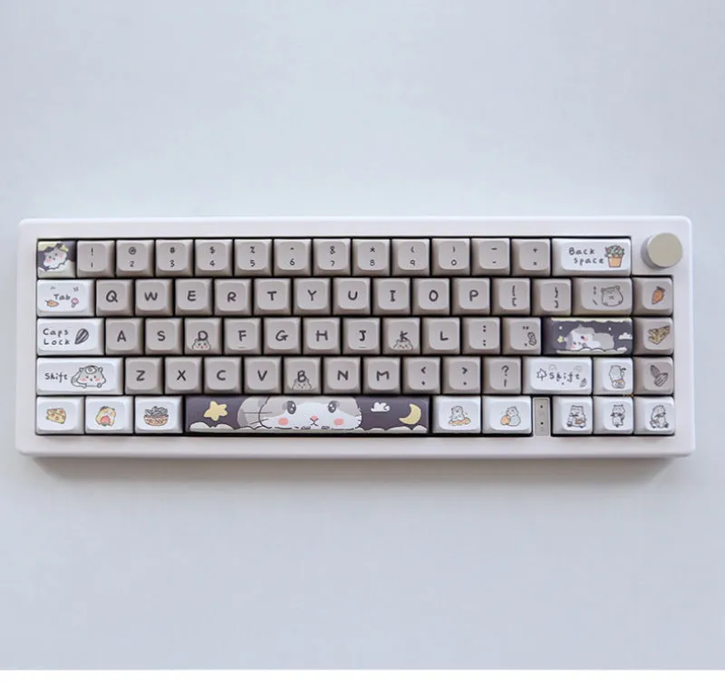 Custard yellow and soft grey XDA profile plastic keycap sets for mechanical keyboards.