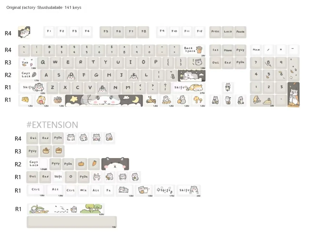 Custard yellow and soft grey XDA profile plastic keycap sets for mechanical keyboards.