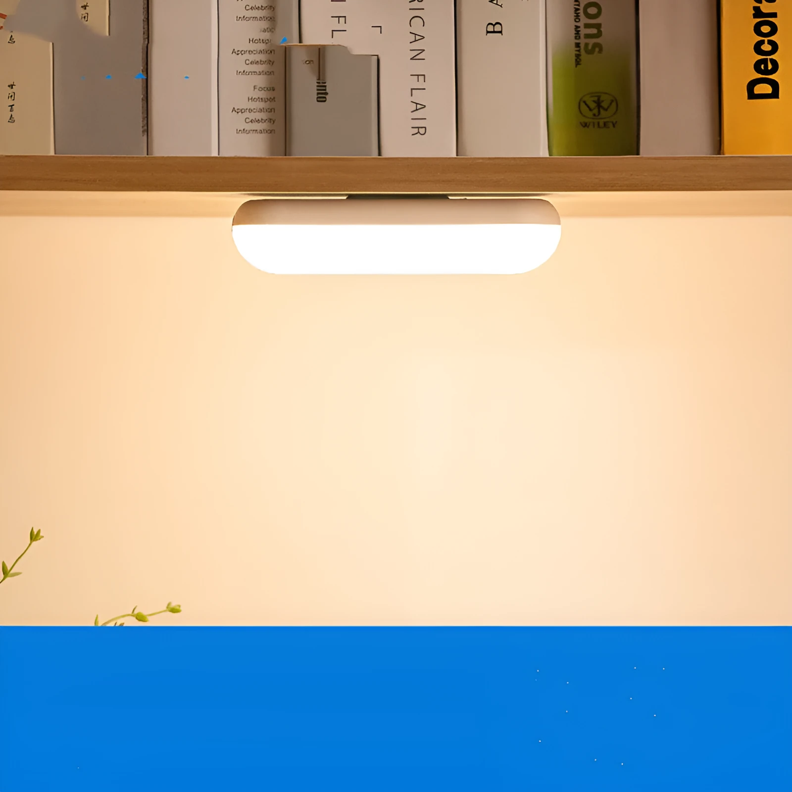 Compact white magnetic LED desk lamp with touch dimming on a wooden desk.