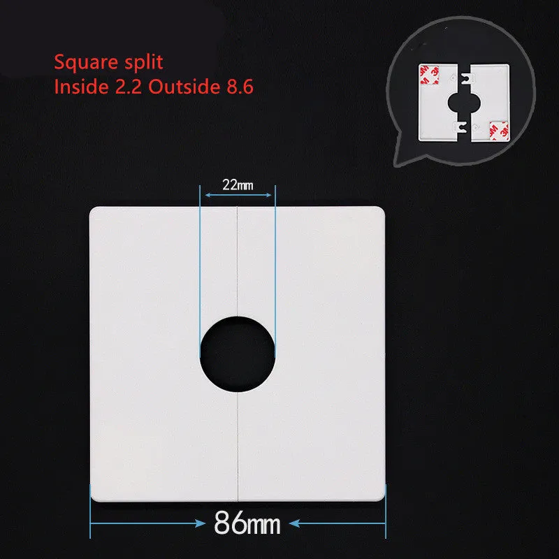 A white ABS plastic decorative ring sticker with 3M adhesive backing for covering wall holes.
