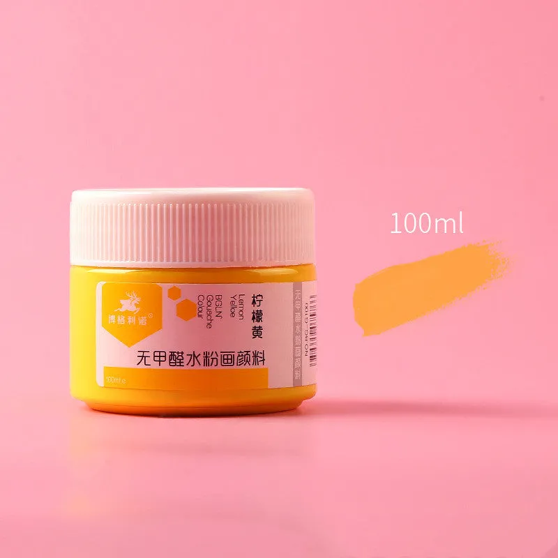 100g bottled gouache paint pigment in eight colours for beginner painting