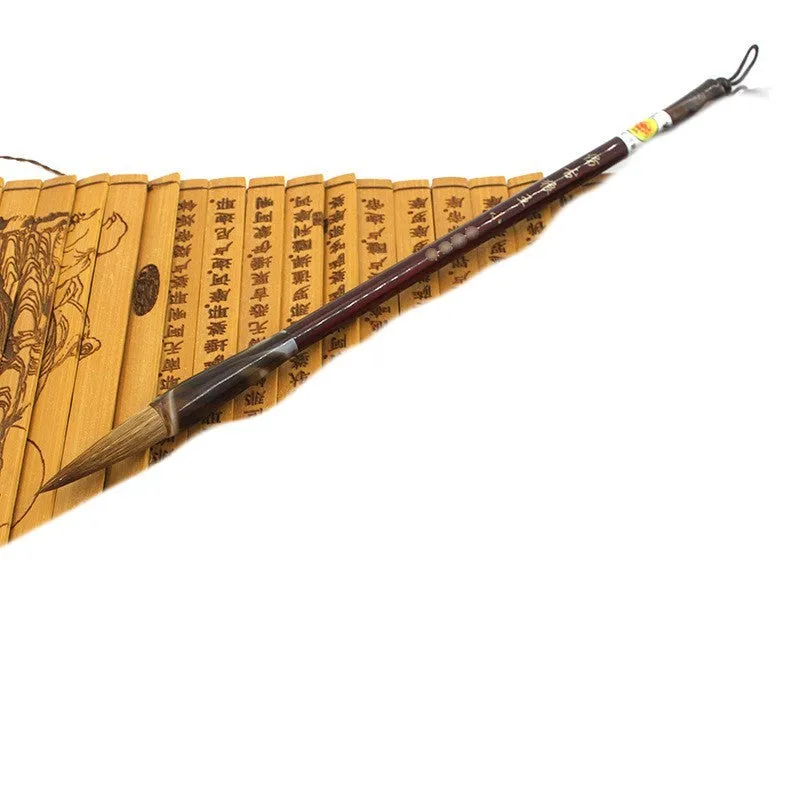 Wolf hair calligraphy brush with steel rod shaft in three traditional sizes