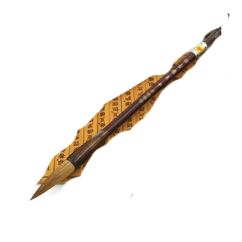 Wolf hair calligraphy brush with steel rod shaft in three traditional sizes