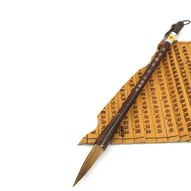 Wolf hair calligraphy brush with steel rod shaft in three traditional sizes