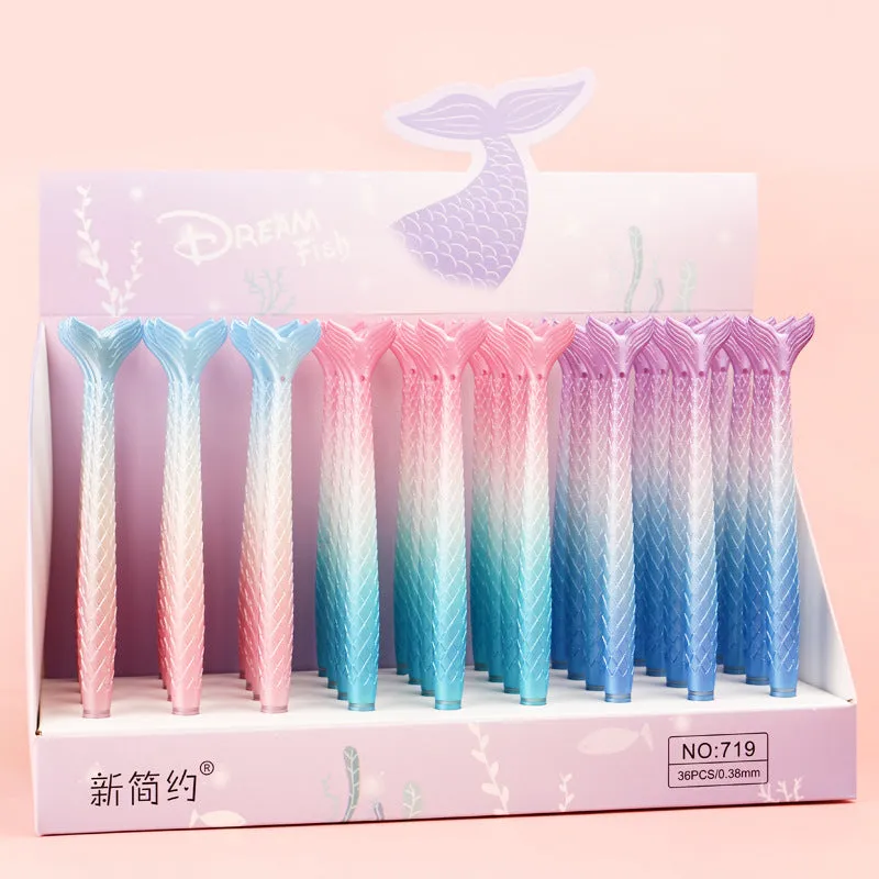 Cartoon mermaid design gel pen with 0.38mm fine tip and plastic shell