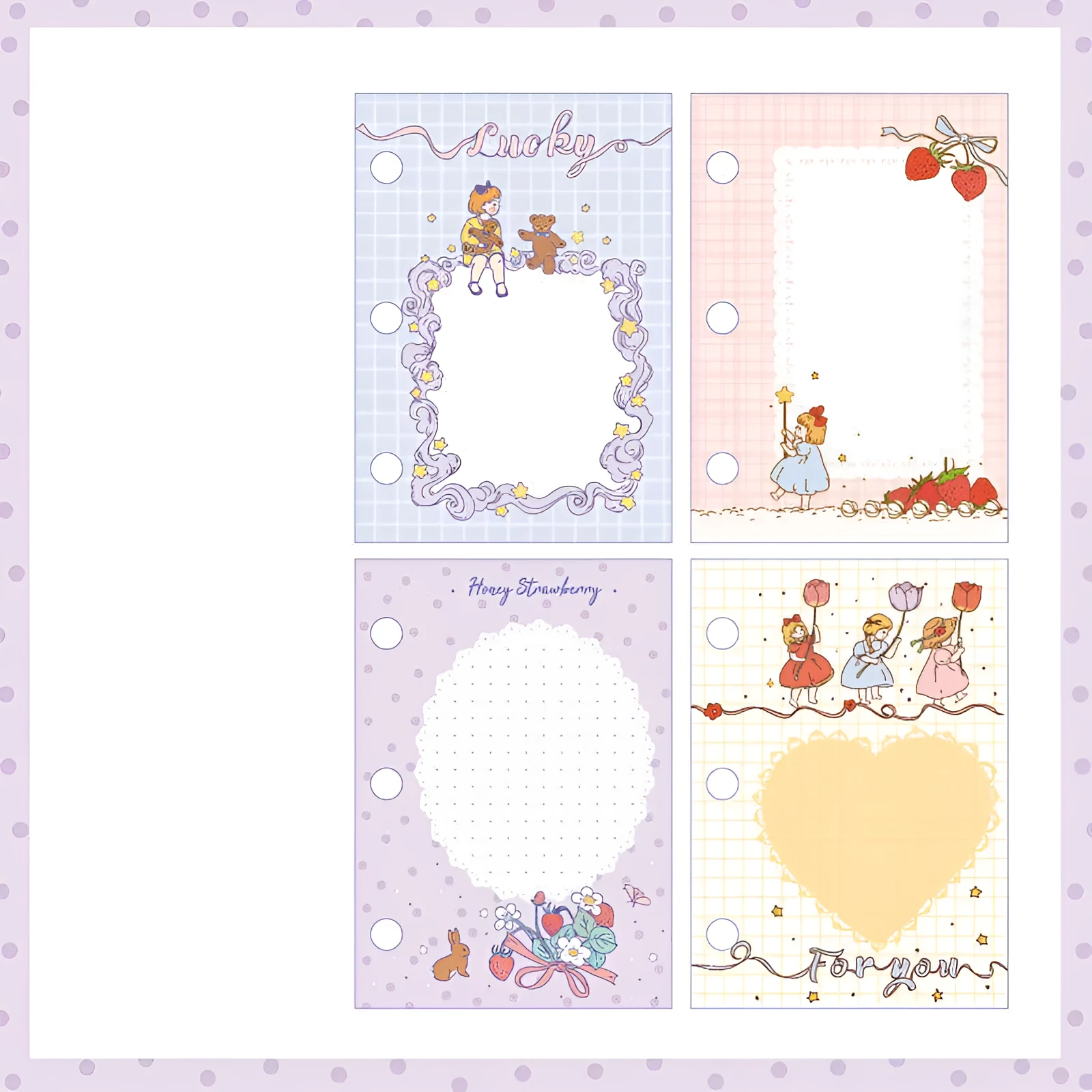Girl Heart Hand Book A5 three-hole refill pad with illustrated cover and 60 sheets