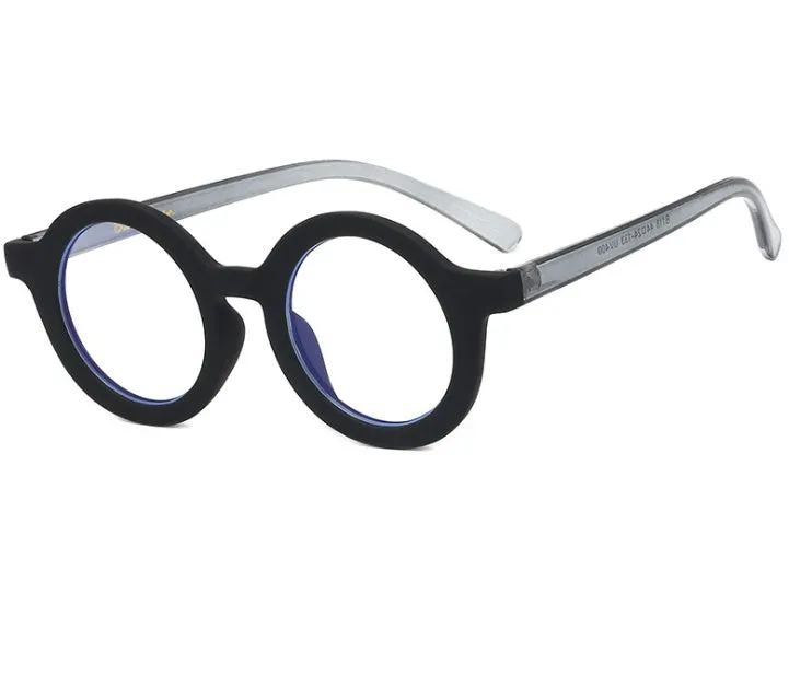Retro round frame glasses in six colours with UV400 protection and anti-blue light features